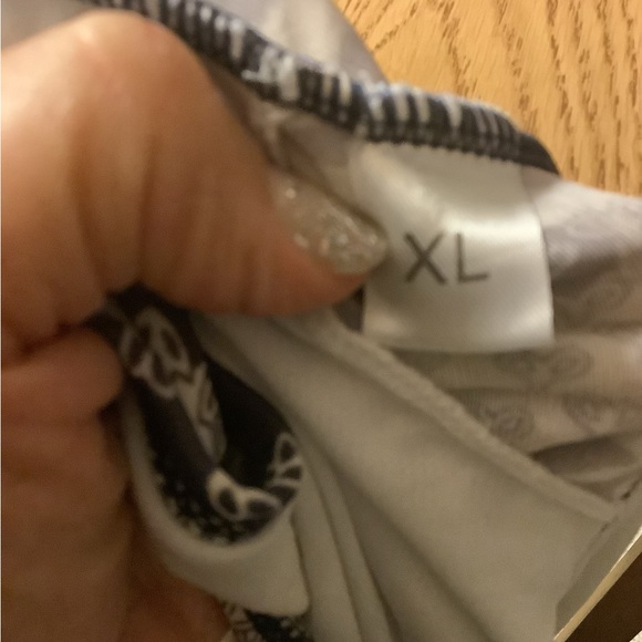 One piece swimsuit size XL purple white ties in front shorts under built in bra - Picture 8 of 11